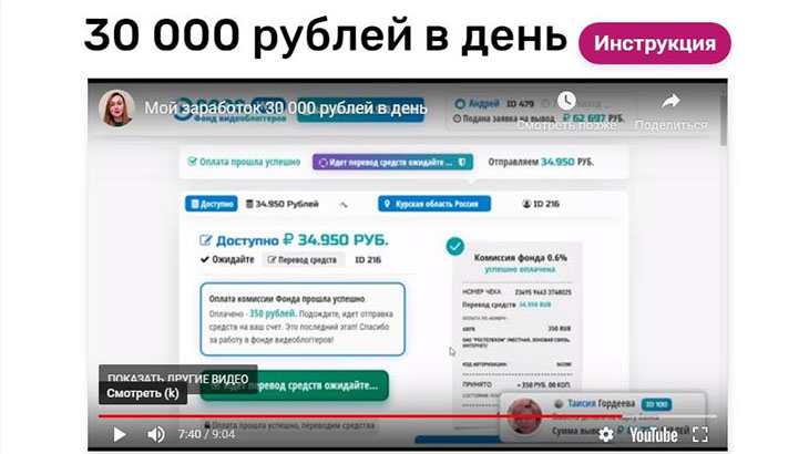 мошенники в интернете: заработок 30000 рублей в день